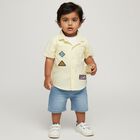 Infants Light Yellow Cotton Half Sleeve Classic Casual Shirt, Yellow, small image number null