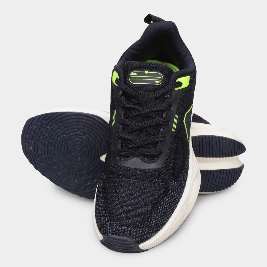 Men's Deep Midnight Navy Blue Lace-Up Sports Shoes, Blue, large image number null