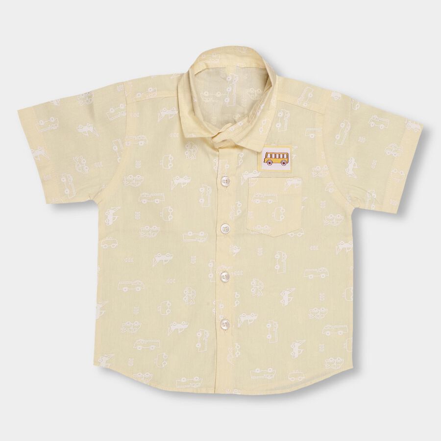 Infants' 100% Cotton Regular Collar Shirt, पीला, large