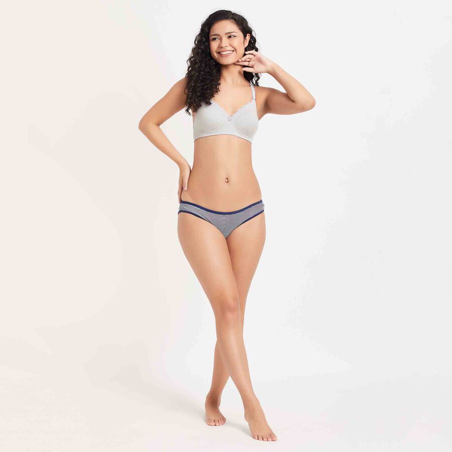 Solid Padded Bra, Melange Light Grey, large image number null