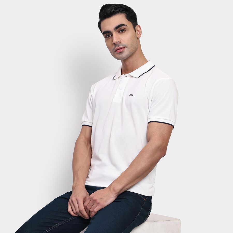 Men's Collared Half Sleeves T-Shirt, White, large image number null