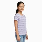 Girls' Soft Lavender Round Neck Casual T-Shirt, लाइलेक, small image number null