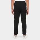 Boys Black Straight Fit Solid Drawstring Pyjama, काला, small