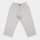 Boys' White Regular Fit Cotton Jeans, Off White, small