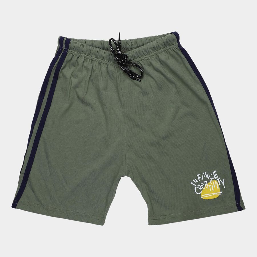 Boys' Light Green Regular Fit Graphic Printed Bermuda Shorts, Light Green, large