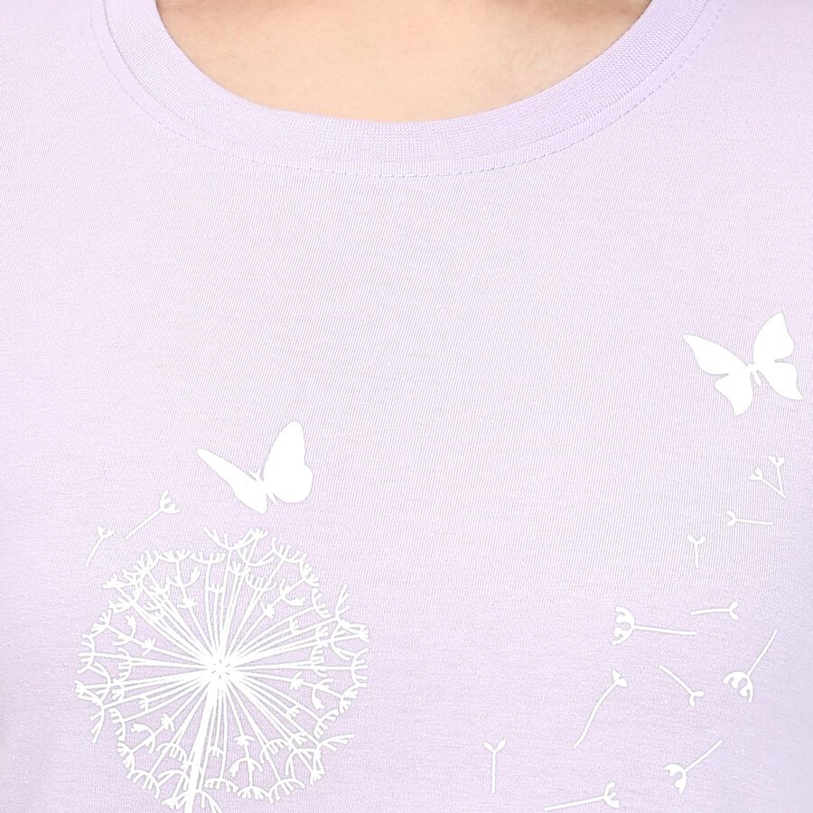 Ladies' Round Neck T-Shirt , लाइलेक, large