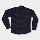 Boys' Deep Midnight Navy Blue Cotton Classic Casual Shirt, Navy Blue, small image number null