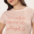 Women's White Cotton Notched Collar Floral Printed Nighty, White, small