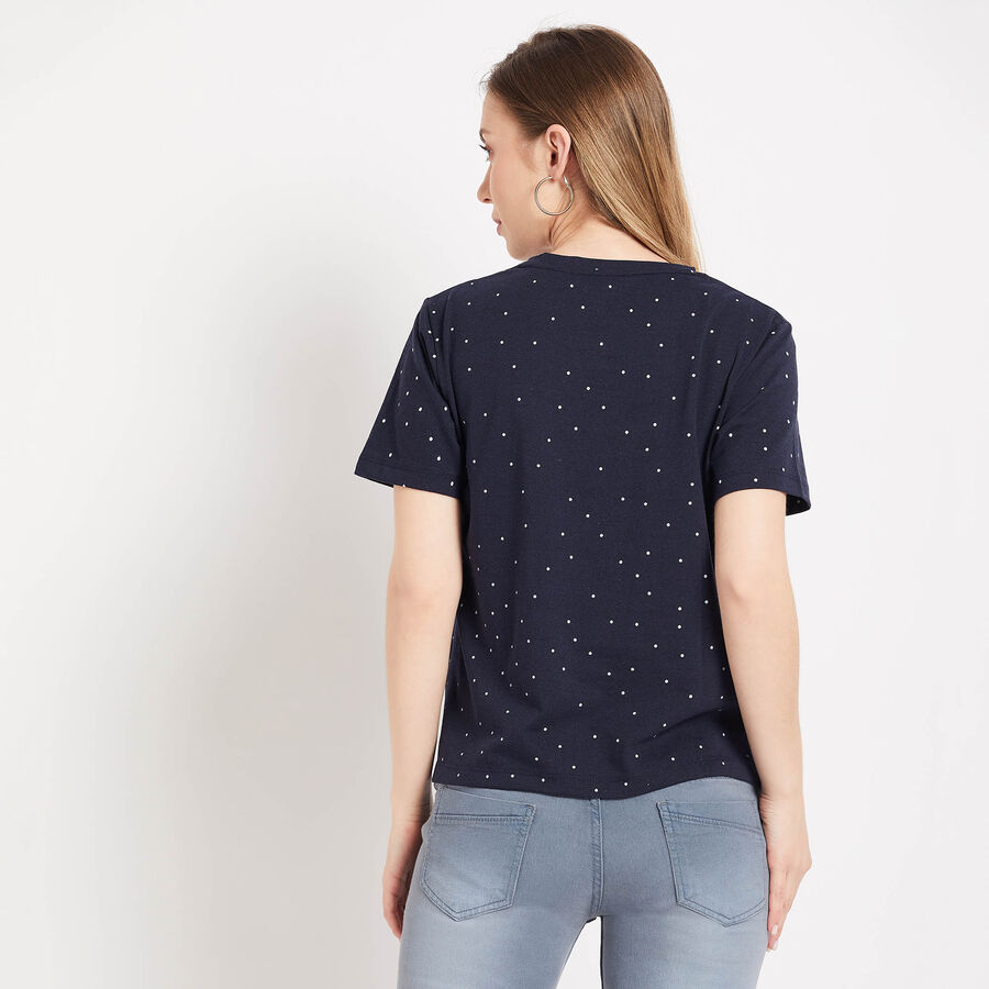Round Neck T-Shirt, Navy Blue, large image number null