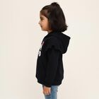 Girls Deep Midnight Navy Blue Hooded Neck Casual Sweatshirt, Navy Blue, small image number null