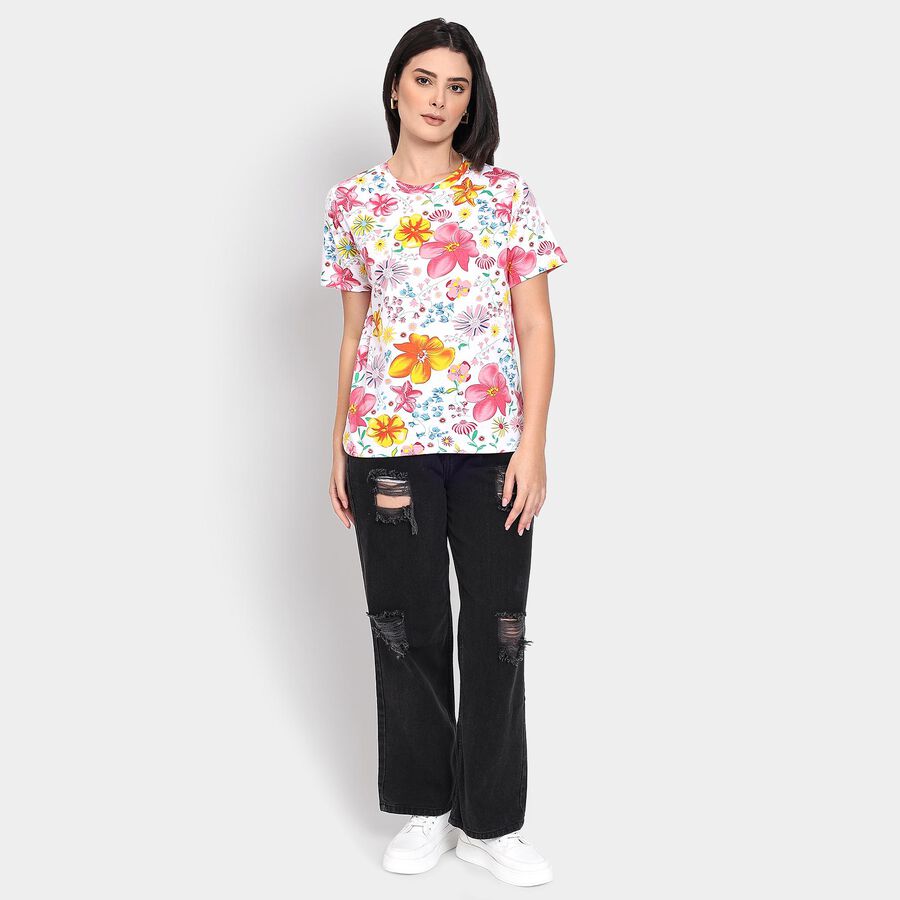 Ladies' Round Neck T-Shirt, White, large image number null