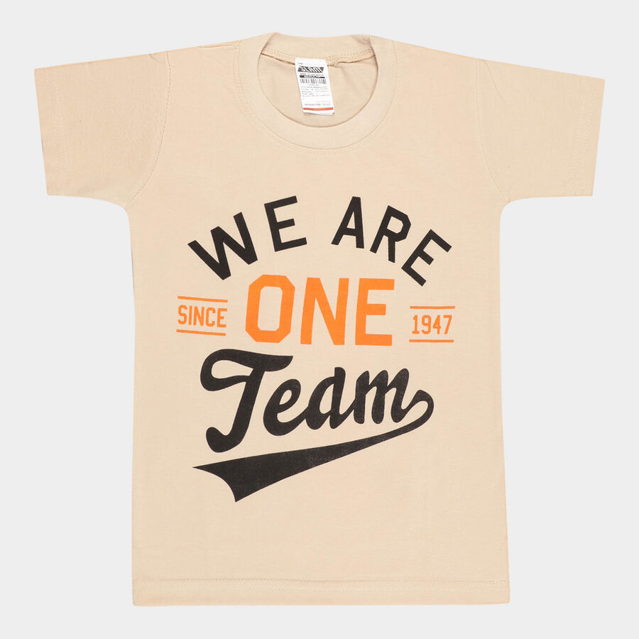 Boys Cotton T-Shirt, Beige, large image number null