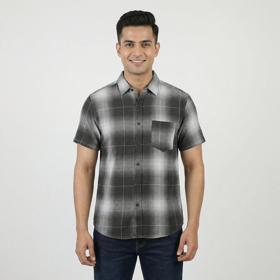 Men's Olive Green Cotton Button Down Casual Shirt, Olive, large