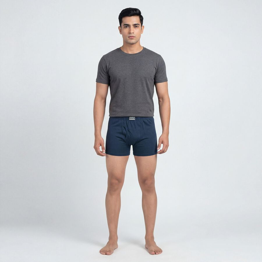 Men's Blue Regular Fit Trunks, टील ब्लू, large