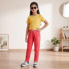 Girls Fuchsia Straight Fit Printed Drawstring Winter Pyjama, Fuchsia, small