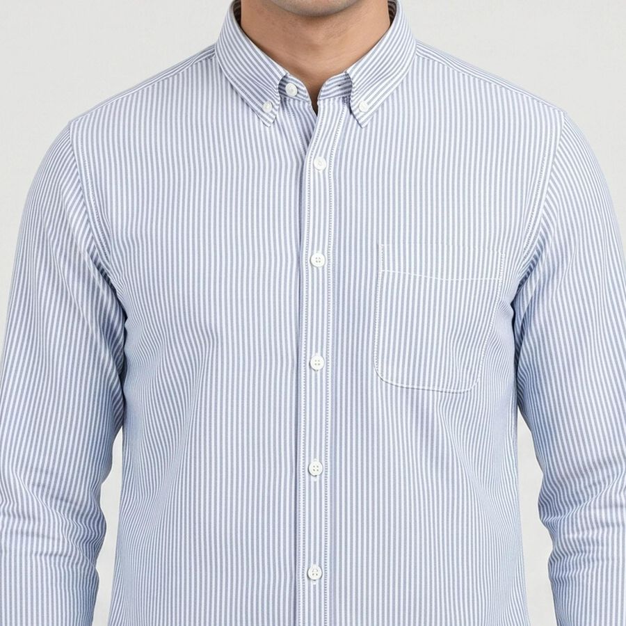 Men Light Blue Cotton Casual Shirt, हल्का नीला, large