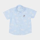 Infants Light Blue Cotton Half Sleeve Classic Casual Shirt, Light Blue, small