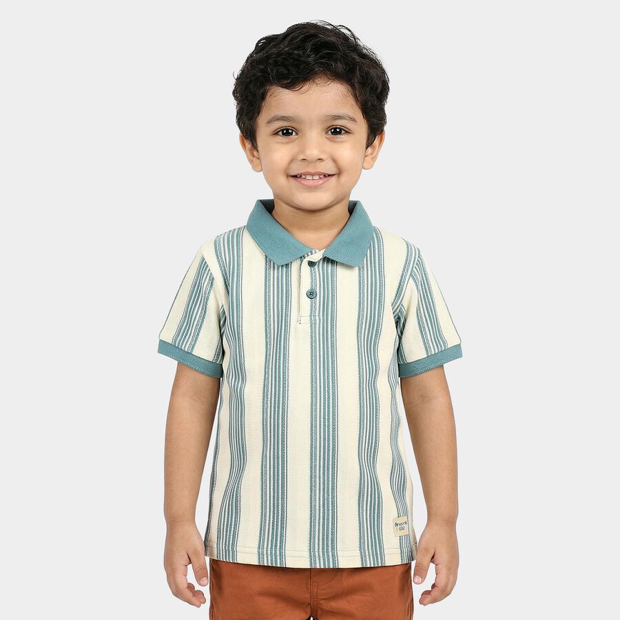 Boys Light Blue Polo Neck Casual T-Shirt, Light Blue, large