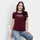 Ladies' Round Neck T-Shirt, वाइन, small image number null