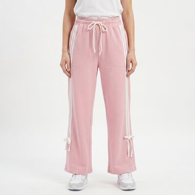 Women's Lilac Straight Fit Side-Striped Track Pants