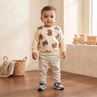 Infants' Beige Round Neck Printed Sweatshirt, Beige, small