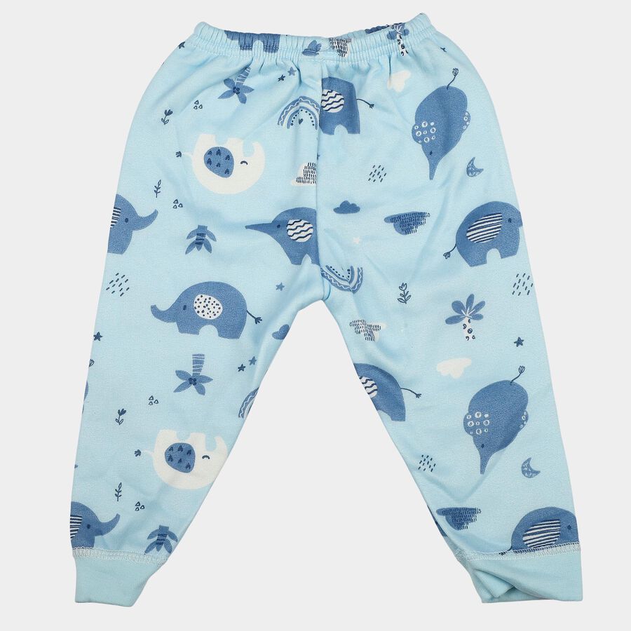 Infants' Light Blue Jogger Fit Elephant Printed Pyjama, हल्का नीला, large