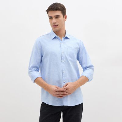 Men's Light Powder Blue Classic Casual Shirt