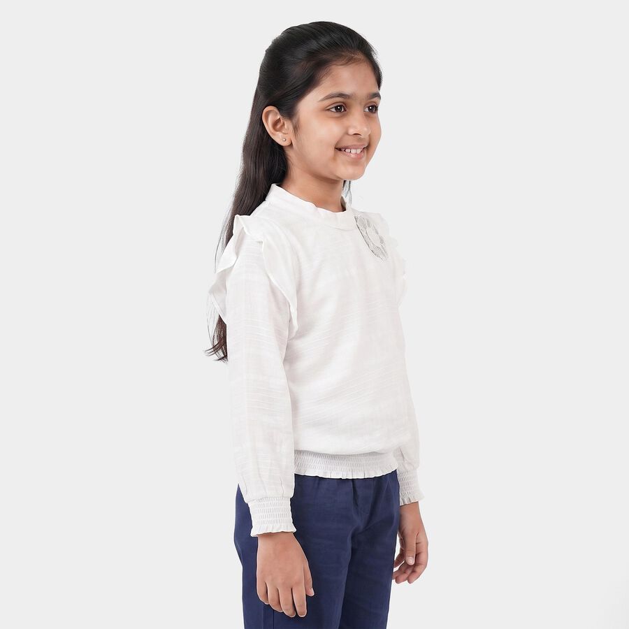 Girls White High Neck Regular Top, सफ़ेद, large