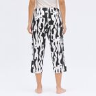 Women's Black And White Slim Fit Flared Printed Capri, White, small image number null