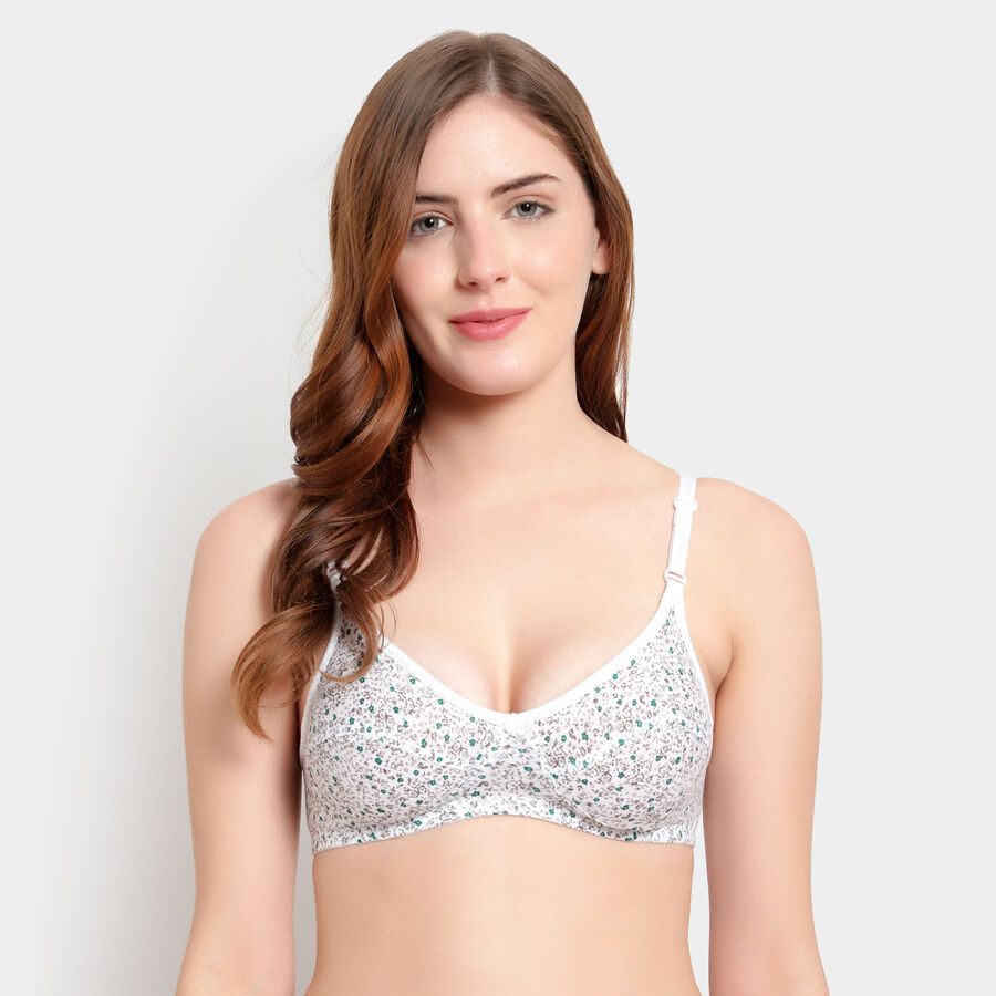 Printed Non-Padded Bra, Dark Green, large image number null