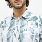 Men's Muted Sage Green Printed Classic Casual Shirt, Dark Green, small image number null