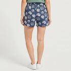 Women's Navy Blue Regular Fit Printed Shorts, Navy Blue, small