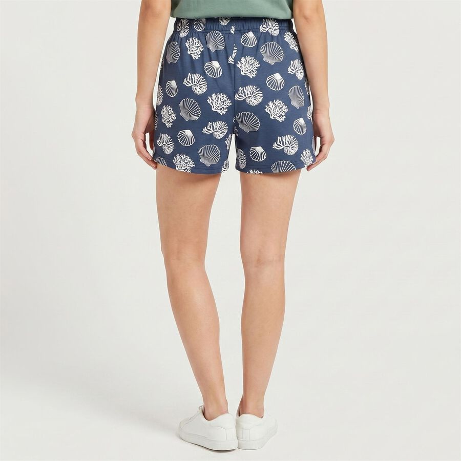 Women's Navy Blue Regular Fit Printed Shorts, Navy Blue, large
