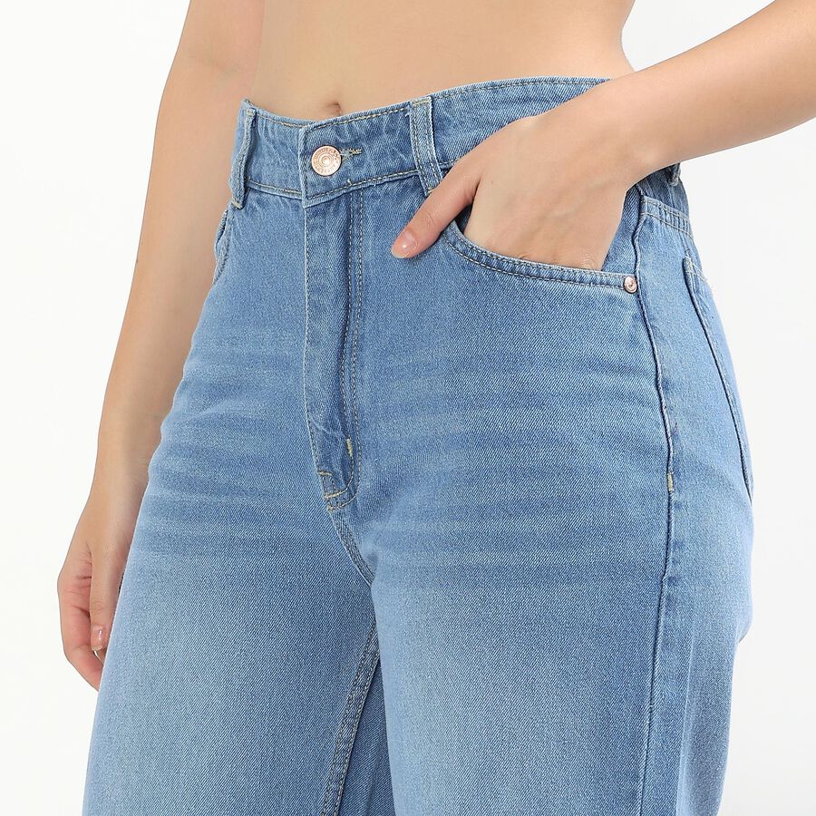 Ladies' 100% Cotton Jeans, हल्का नीला, large image number null