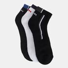 Men's Multi-colored Regular Fit Striped Ankle Length Pack of 3 Socks, चारकोल, small