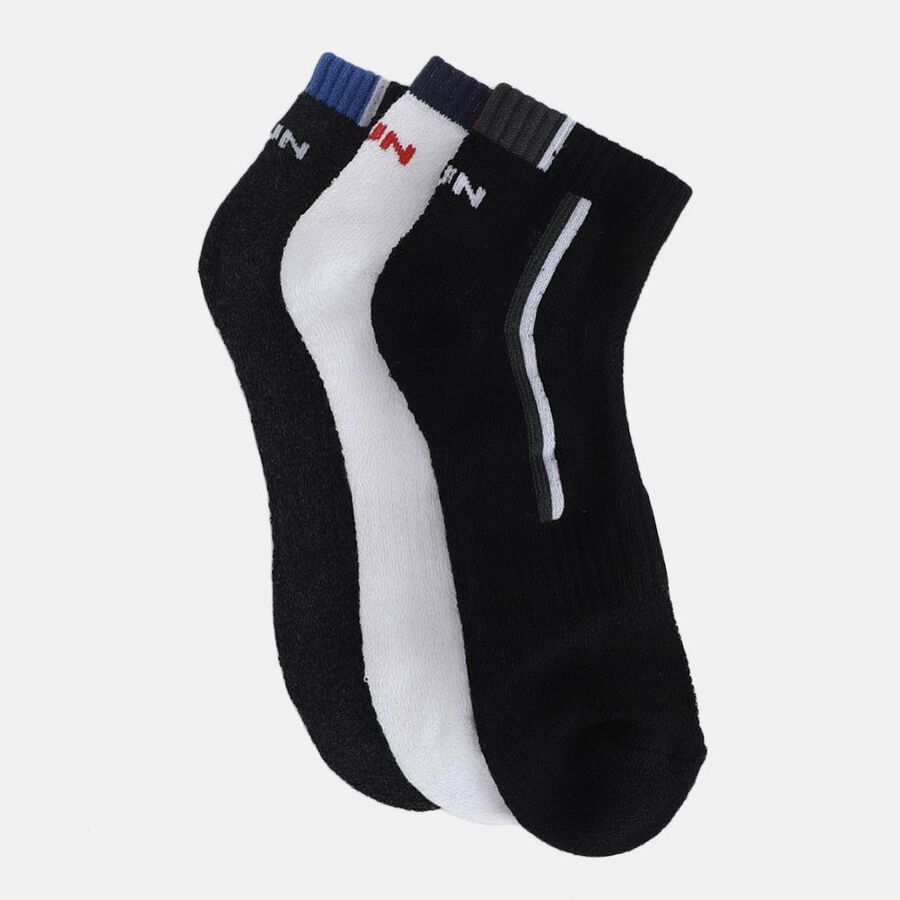 Men's Multi-colored Regular Fit Striped Ankle Length Pack of 3 Socks, चारकोल, large
