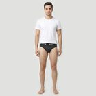 Men's Charcoal Regular Fit Logo Waistband Briefs, चारकोल, small