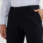 Men's Jet Black Slim Fit Flat-Front Formal Trousers, नेवी ब्लू, small image number null
