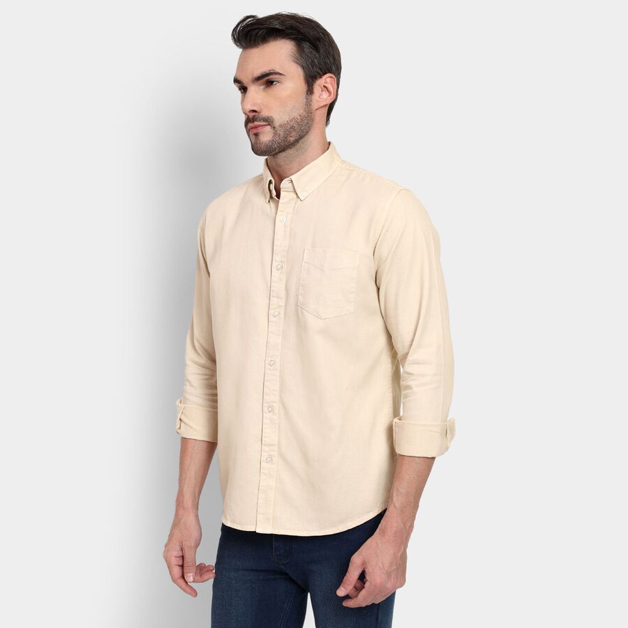 Men's 100% Cotton Casual Shirt , Beige, large image number null