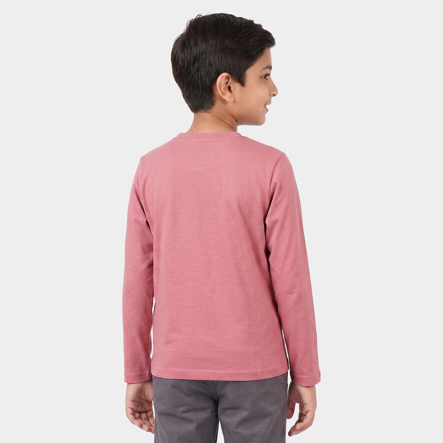 Boys Pink Crew Neck Regular T-Shirt, गुलाबी, large