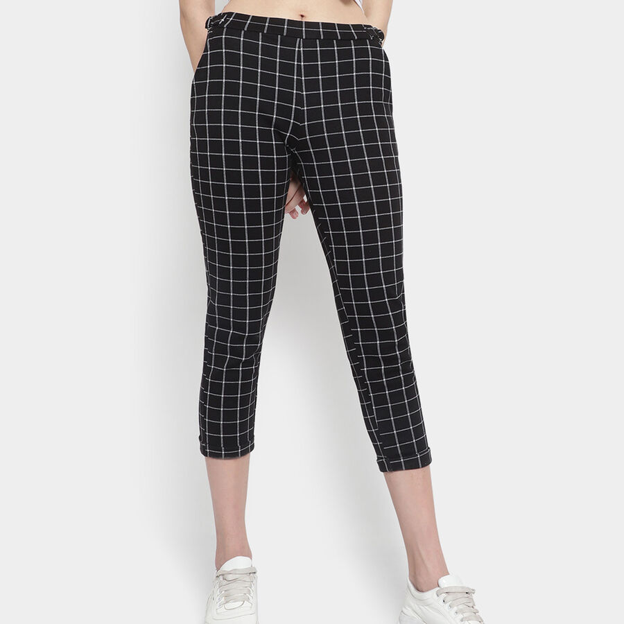 Checks Mid Rise Trousers, Black, large image number null