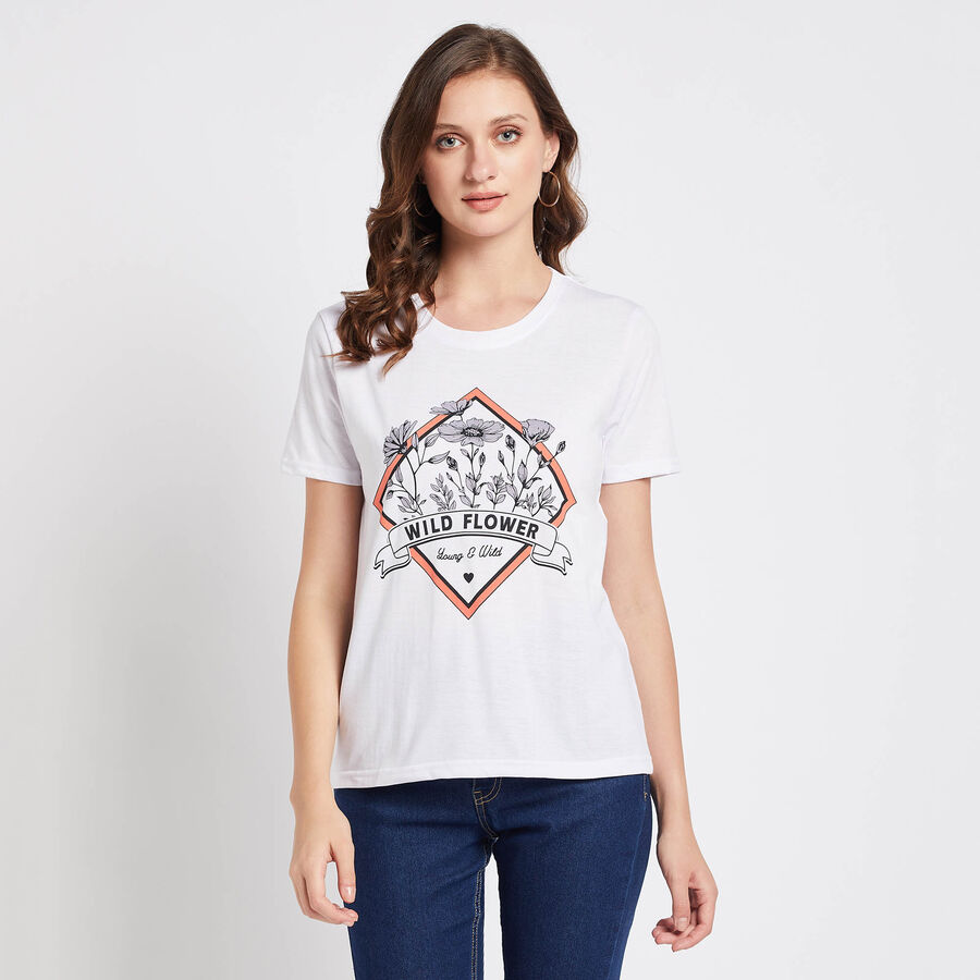 Round Neck T-Shirt, White, large image number null
