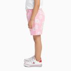 Girls' Soft Pink Floral Cotton Blend Shorts, गुलाबी, small