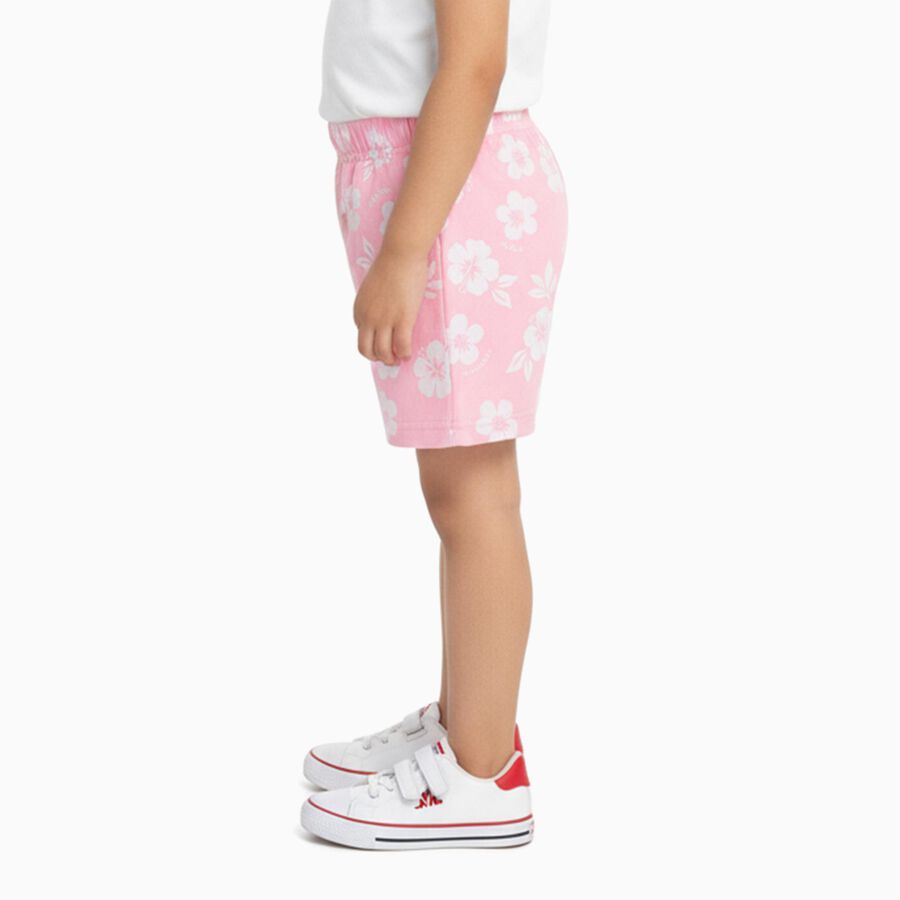 Girls' Soft Pink Floral Cotton Blend Shorts, गुलाबी, large