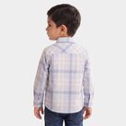 Boys' Light Mid Blue Checked Casual Shirt, Mid Blue, small