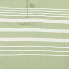 Boys Green Cotton Polo Neck Striped T-Shirt, Light Green, small