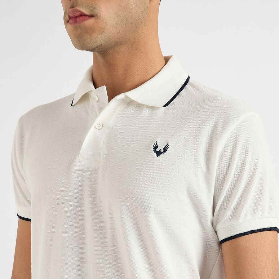 Men's Collared Half Sleeves T-Shirt, White, large image number null