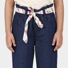 Girls' Navy Blue Straight Fit Embroidered Jeans, गहरा नीला, small