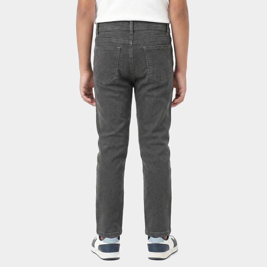 Boys' Dark Grey Slim Fit Washed Jeans, गहरा ग्रे, large