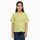 Girls Light Sage Green Round Neck Casual T-Shirt, हल्का हरा, small